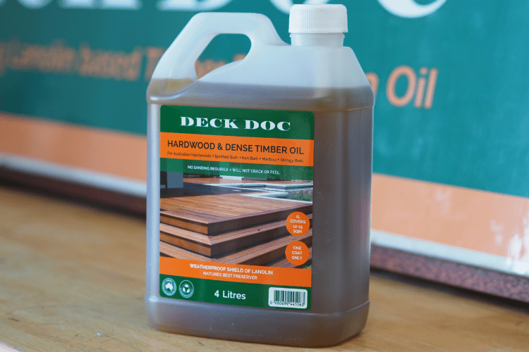 1 x 4L Clear Drum containing Deck Doc 'Hardwood & Dense Timber Oil' with Green Label