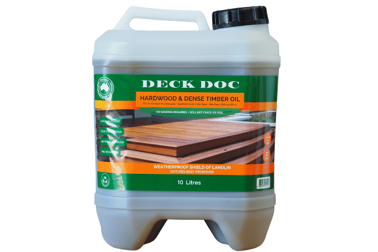 1 x 10L Clear Drum containing Deck Doc 'Hardwood & Dense Timber Oil' with Green Label