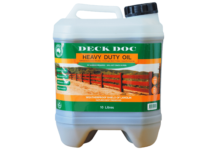1 x 10L Clear Drum containing Deck Doc 'Heavy Duty Oil' with Green Label