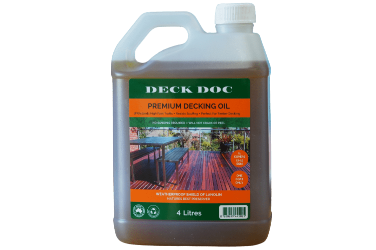 1 x 4L Clear Drum of Deck Dock 'Premium Decking Oil' with Green Label